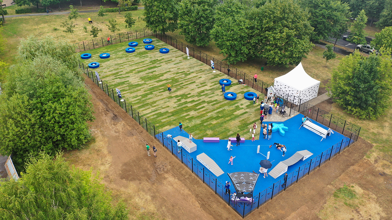 Площадка для выгула собак в сквере за кинотеатром Ашхабад (ЮАО, Северное Чертаново)